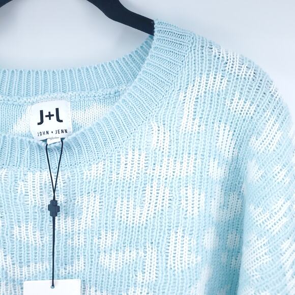 John+Jenn Cozy Modern Streetwear Soft Pastel Blue Animal Knit Pullover Sweater M - Picture 5 of 14